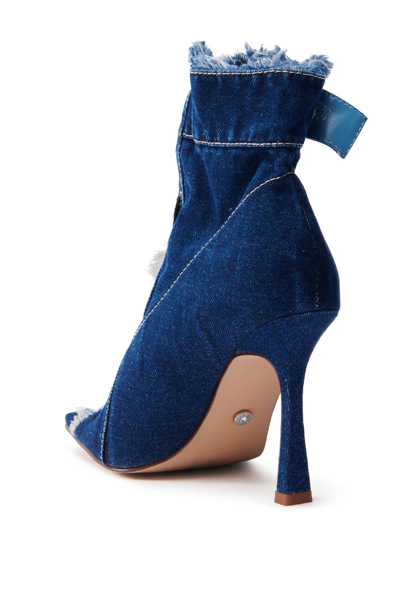 AZALEA WANG TANDY DARK DENIM OPEN TOE BOOTIE - Image 7