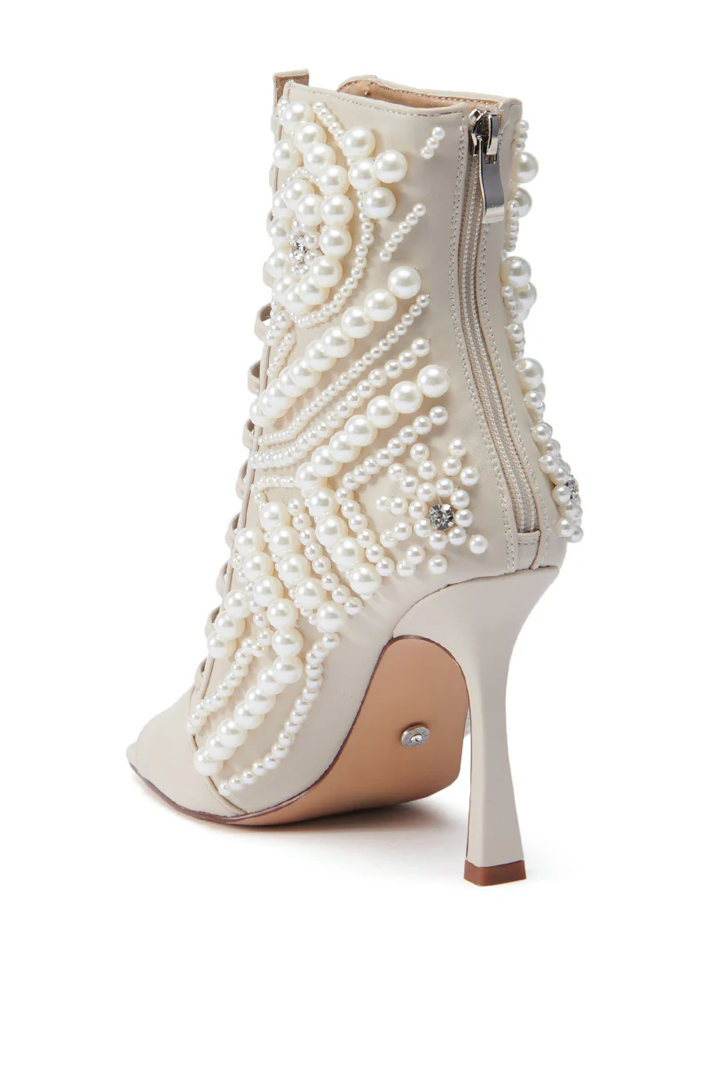 AZALEA WANG CHIPPER BONE BOOTIE WITH PEARL EMBELLISHMENT - Image 6