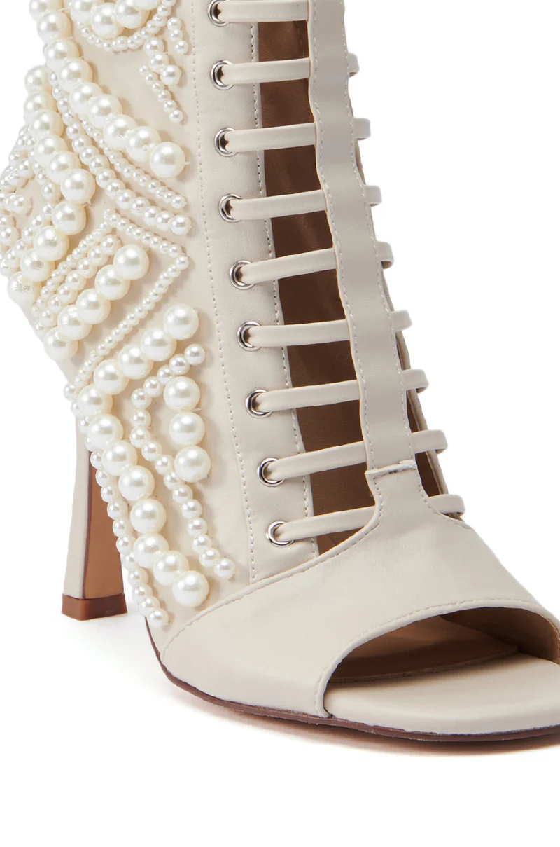 AZALEA WANG CHIPPER BONE BOOTIE WITH PEARL EMBELLISHMENT - Image 7