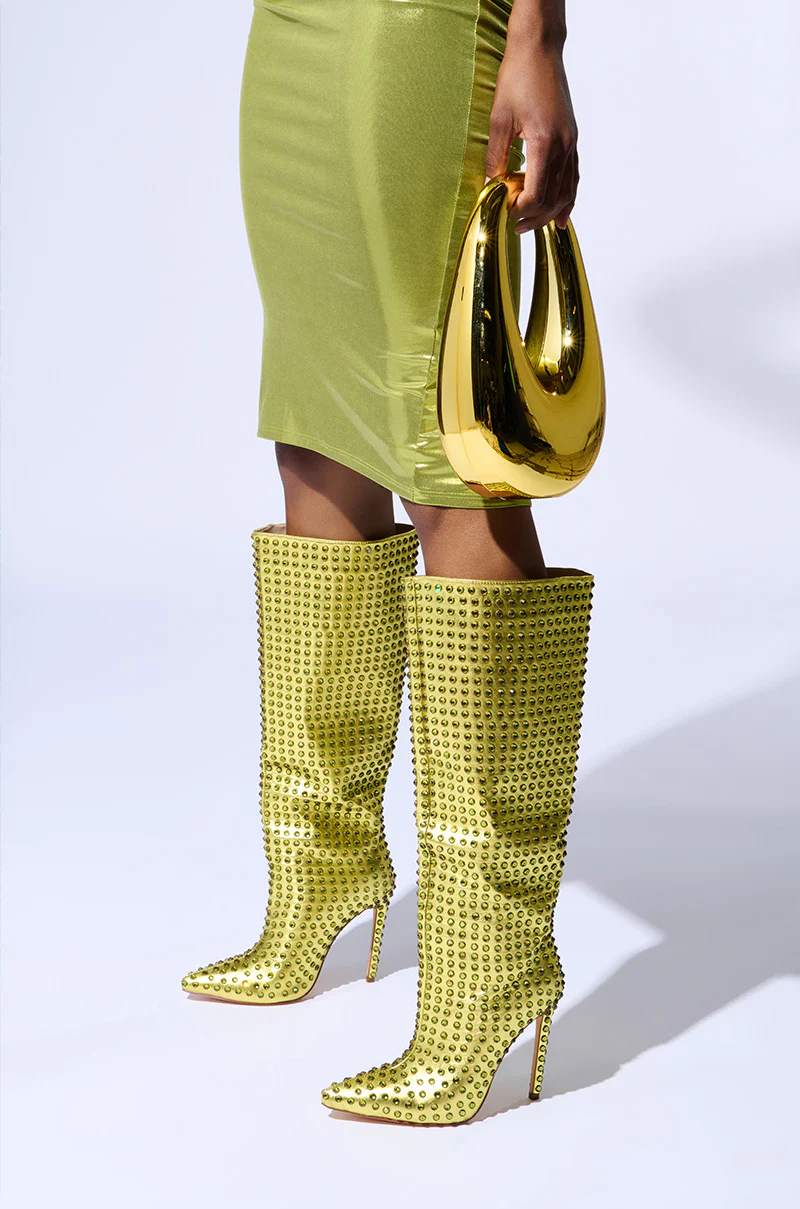 AZALEA WANG CHOLENA GOLD STILETTO BOOT - Image 2
