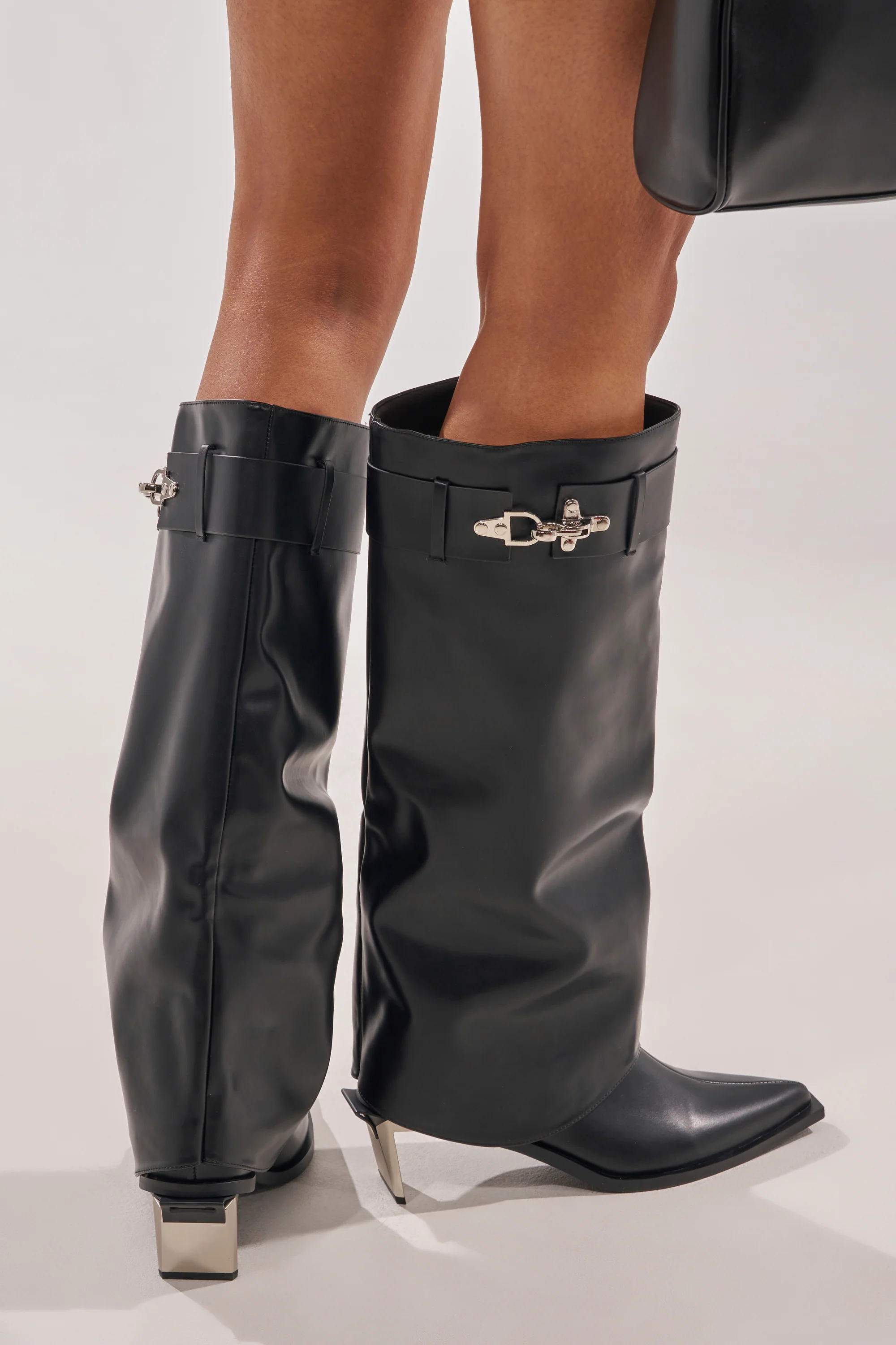 AZALEA WANG CHRONO BLACK METAL HEEL BOOT - Image 9
