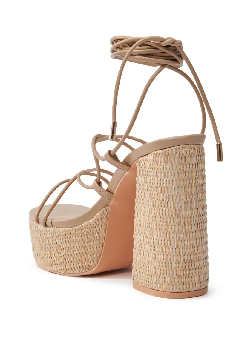 AZALEA WANG CIERRA BEIGE STRAPPY RAFFIA PLATFORM SANDAL - Image 7