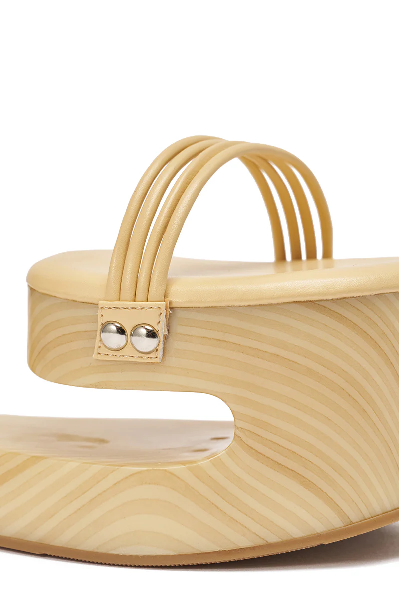 AZALEA WANG CIPRIANO BEIGE STRAP EMPTY WEDGE SANDAL - Image 7