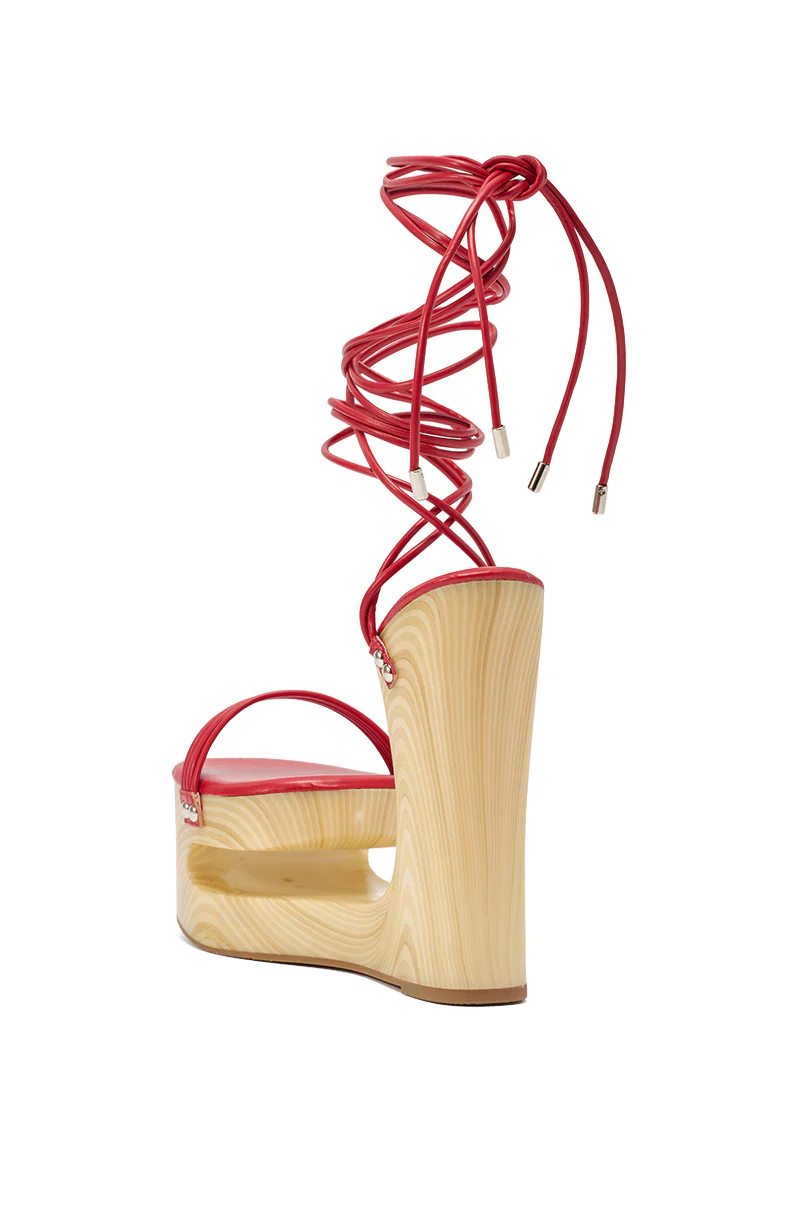 AZALEA WANG CIPRIANO RED STRAP EMPTY WEDGE SANDAL - Image 6