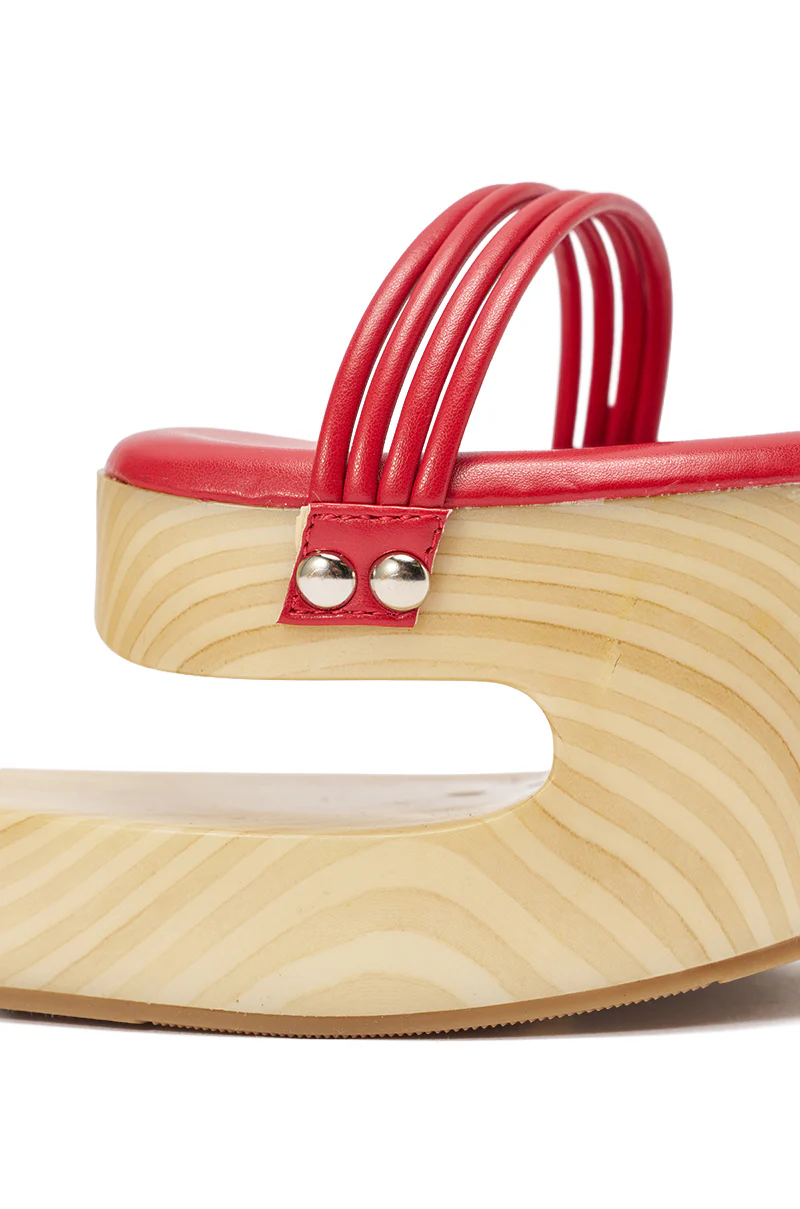 AZALEA WANG CIPRIANO RED STRAP EMPTY WEDGE SANDAL - Image 7