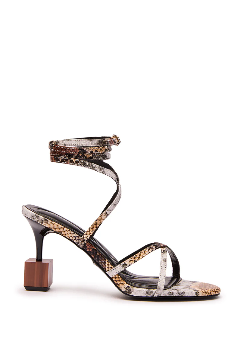 AZALEA WANG CLAREN BROWN MULTI WOODEN HEEL SANDAL - Image 5