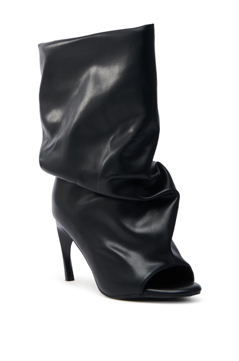 AZALEA WANG CLASSIE BLACK OPEN TOE BANANA HEEL BOOTIE - Image 4