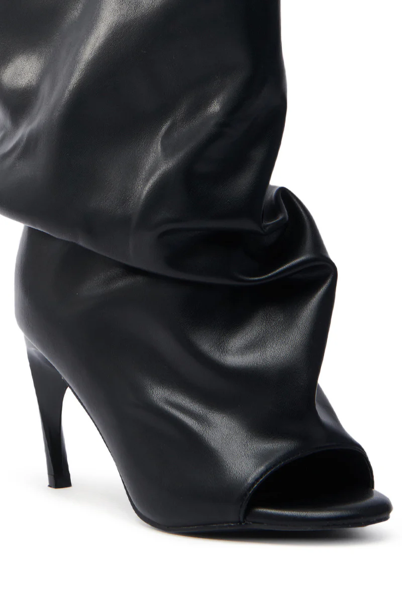 AZALEA WANG CLASSIE BLACK OPEN TOE BANANA HEEL BOOTIE - Image 6