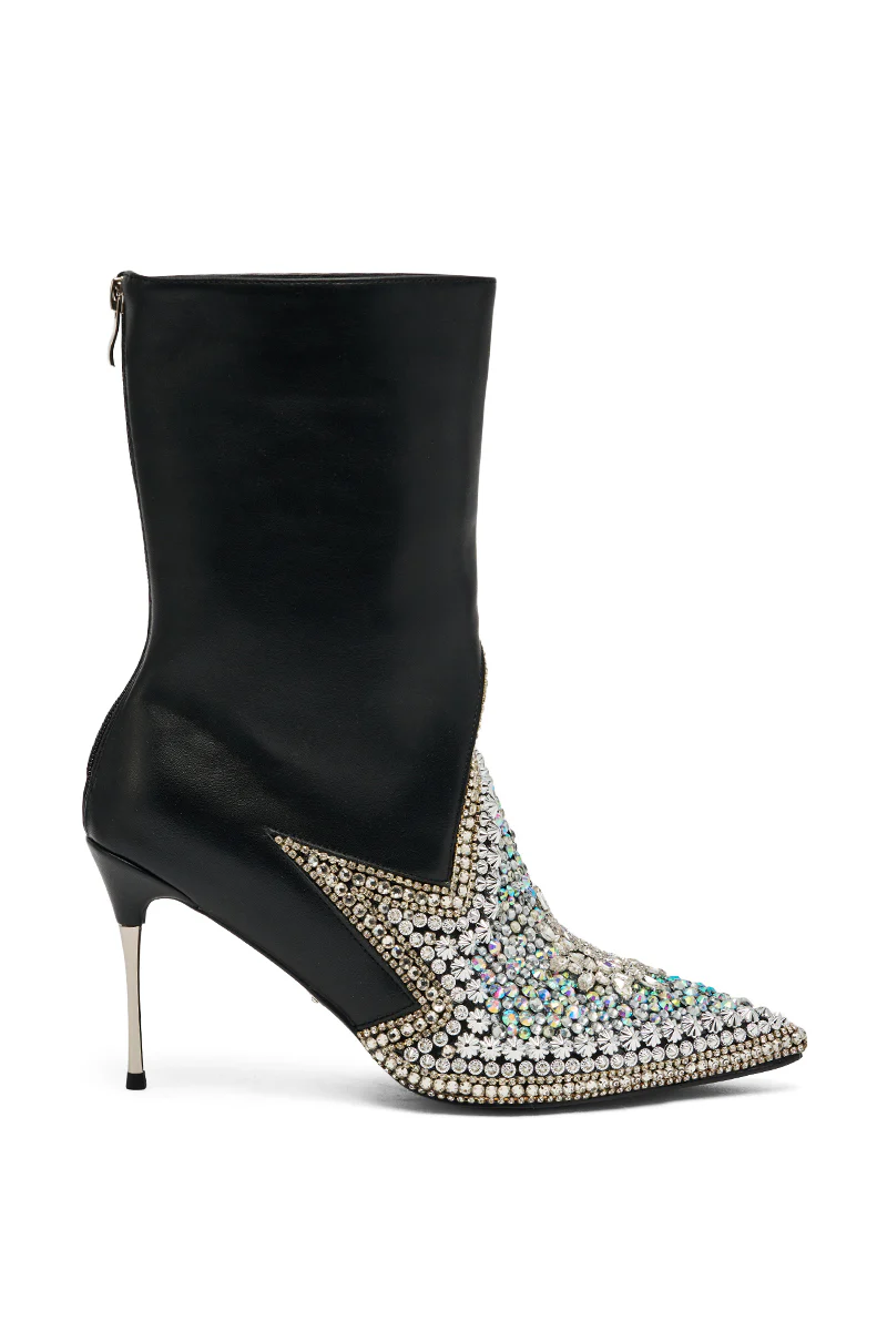 AZALEA WANG CLINEQ EMBELLISHED RHINESTONE STILETTO BOOTIE - Image 4