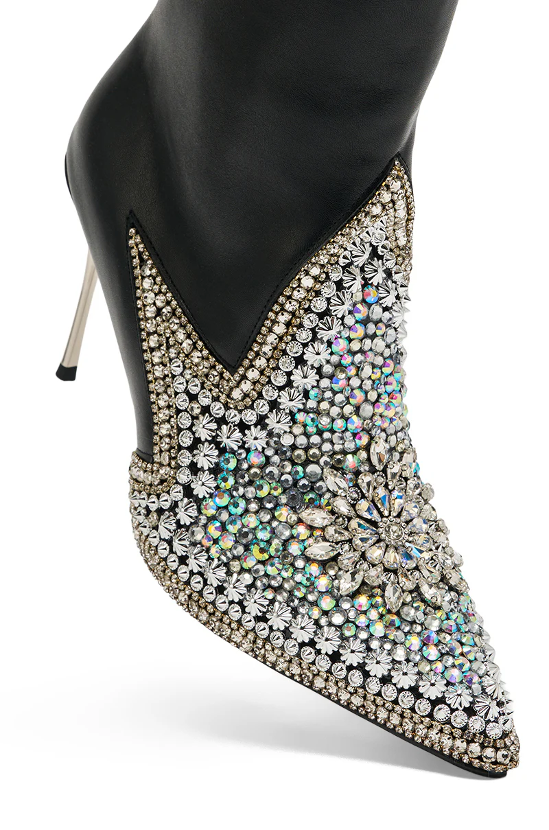 AZALEA WANG CLINEQ EMBELLISHED RHINESTONE STILETTO BOOTIE - Image 6