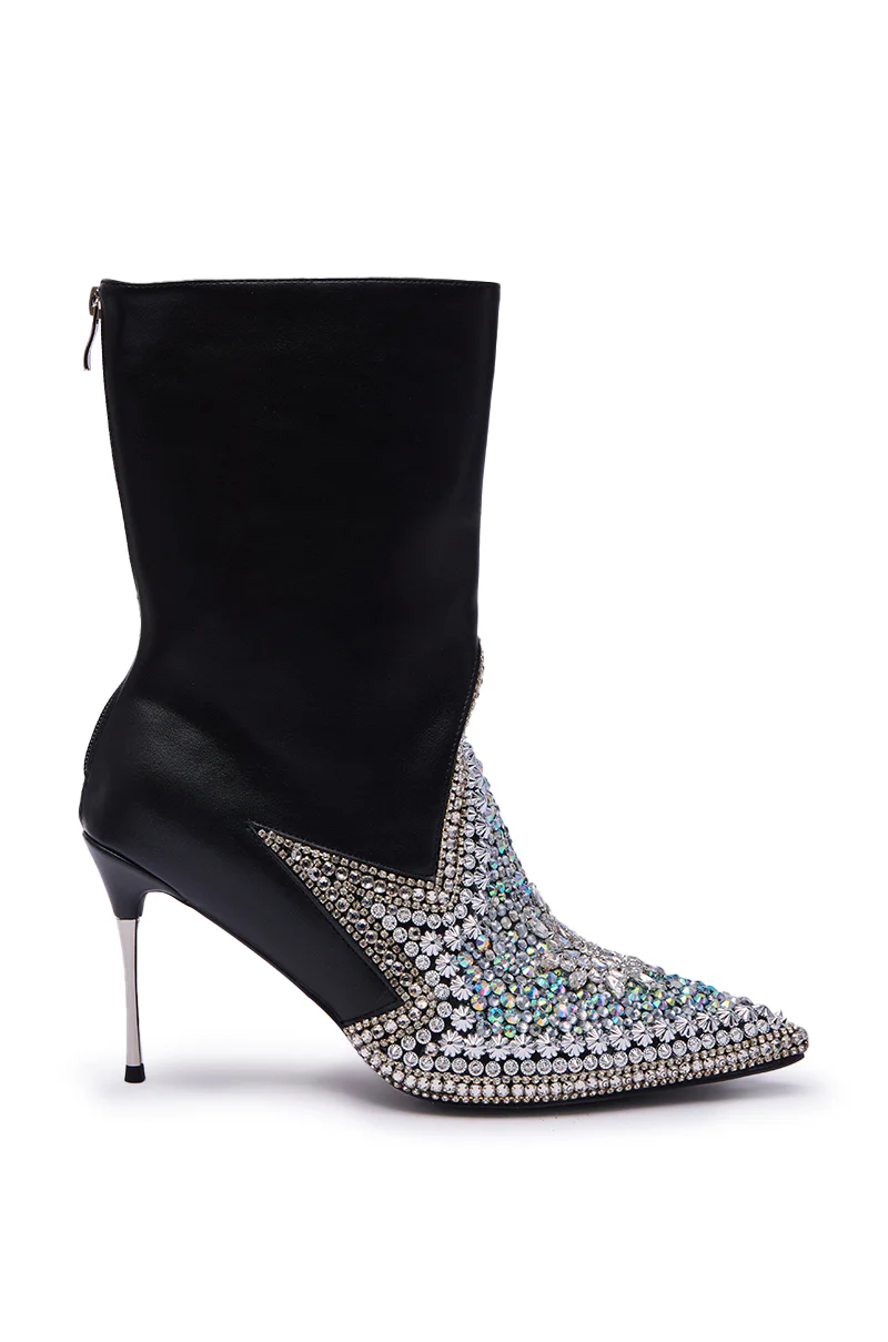 AZALEA WANG CLINEQ EMBELLISHED RHINESTONE STILETTO BOOTIE - Image 9