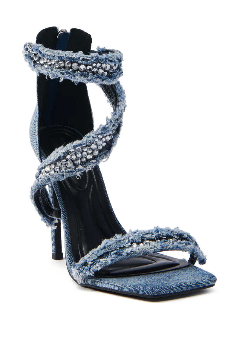 AZALEA WANG CONCETTA DENIM EMBELLISHED STILETO SANDAL - Image 5