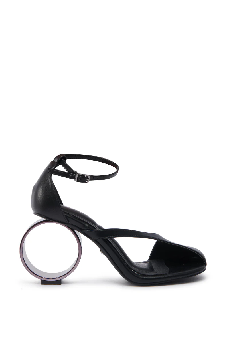 AZALEA WANG CORABELLA BLACK NOVELTY HEEL SANDAL - Image 5