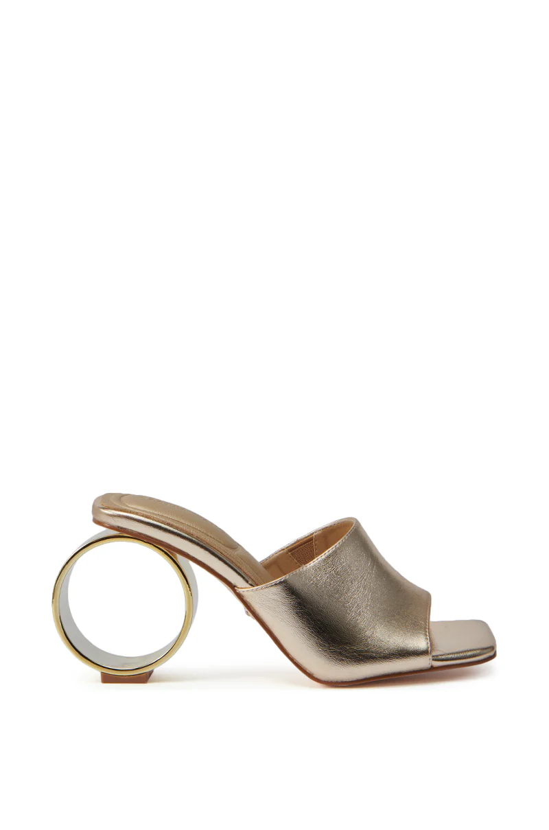 AZALEA WANG CORABELLE GOLD NOVELTY HEEL SANDAL - Image 5