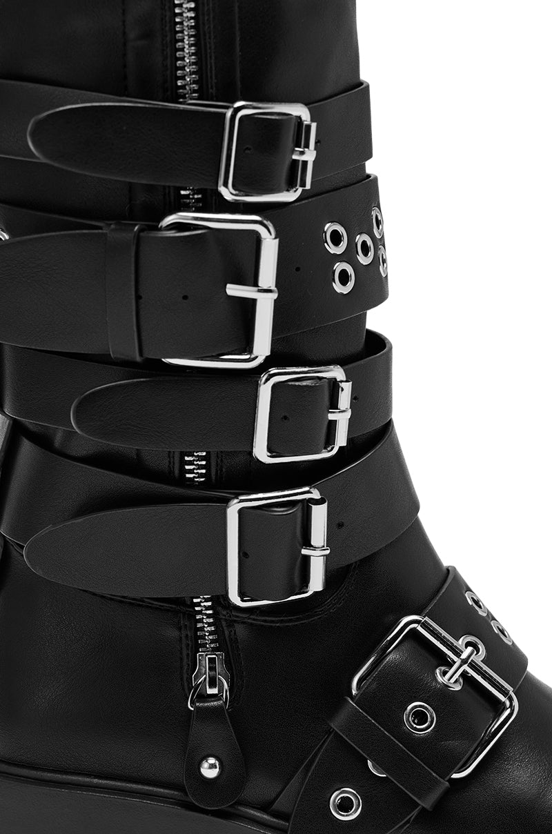 AZALEA WANG CORDOVAN BLACK BELTED BOOT - Image 7