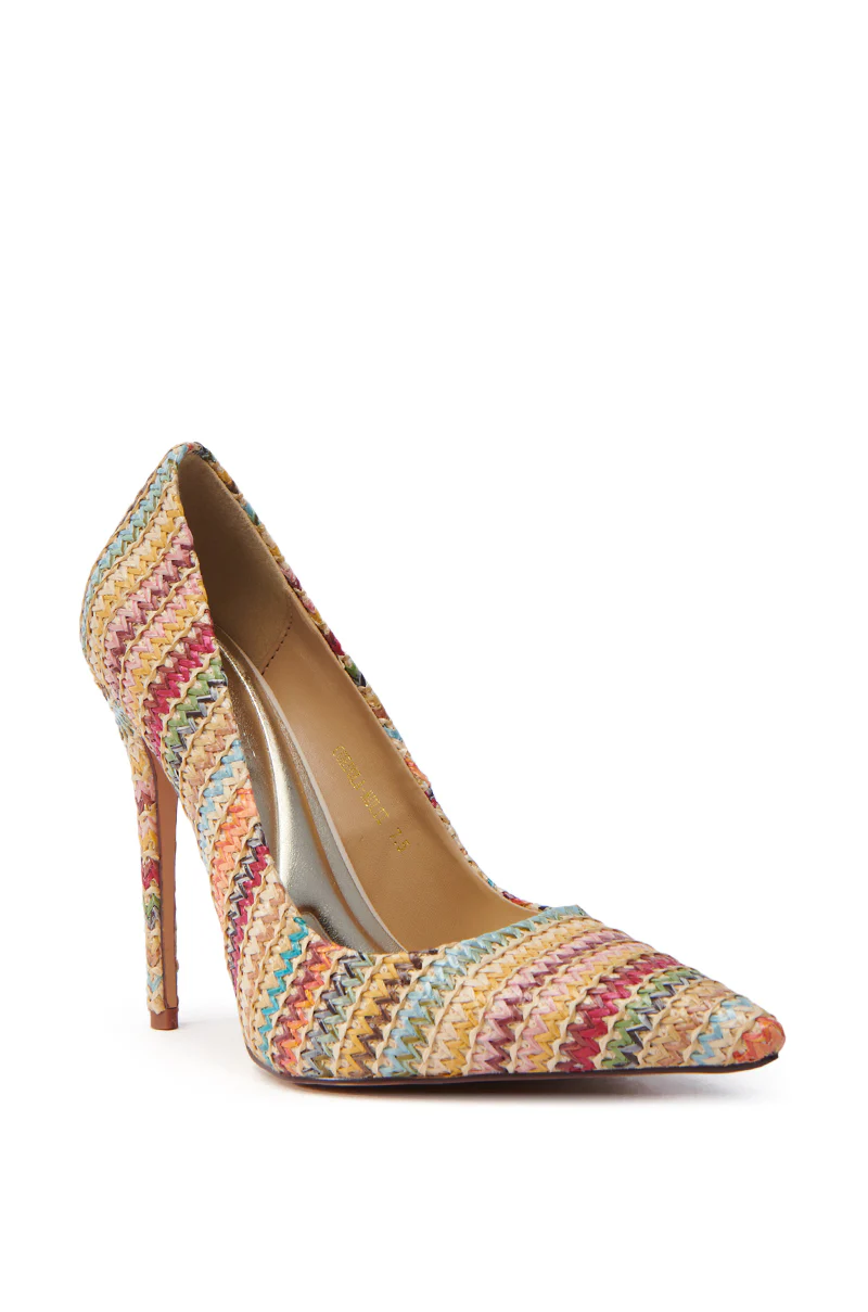 AZALEA WANG CORDULA MULTI RAFFIA STILETTO PUMP - Image 6