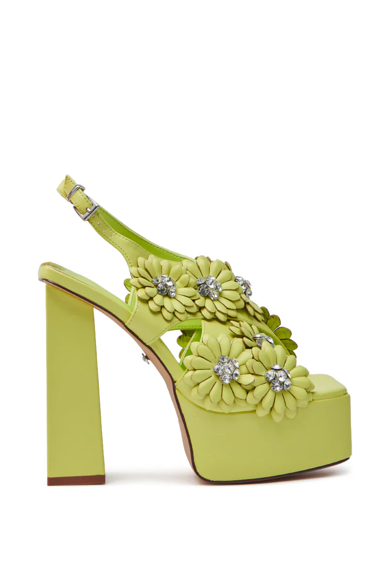 AZALEA WANG CORRA LIME FLORAL EMBELLISHED CHUNKY PLATFORM SANDAL - Image 3