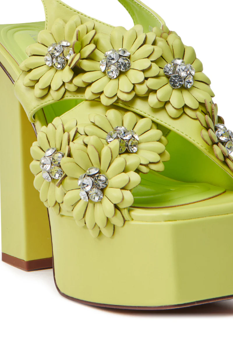 AZALEA WANG CORRA LIME FLORAL EMBELLISHED CHUNKY PLATFORM SANDAL - Image 6