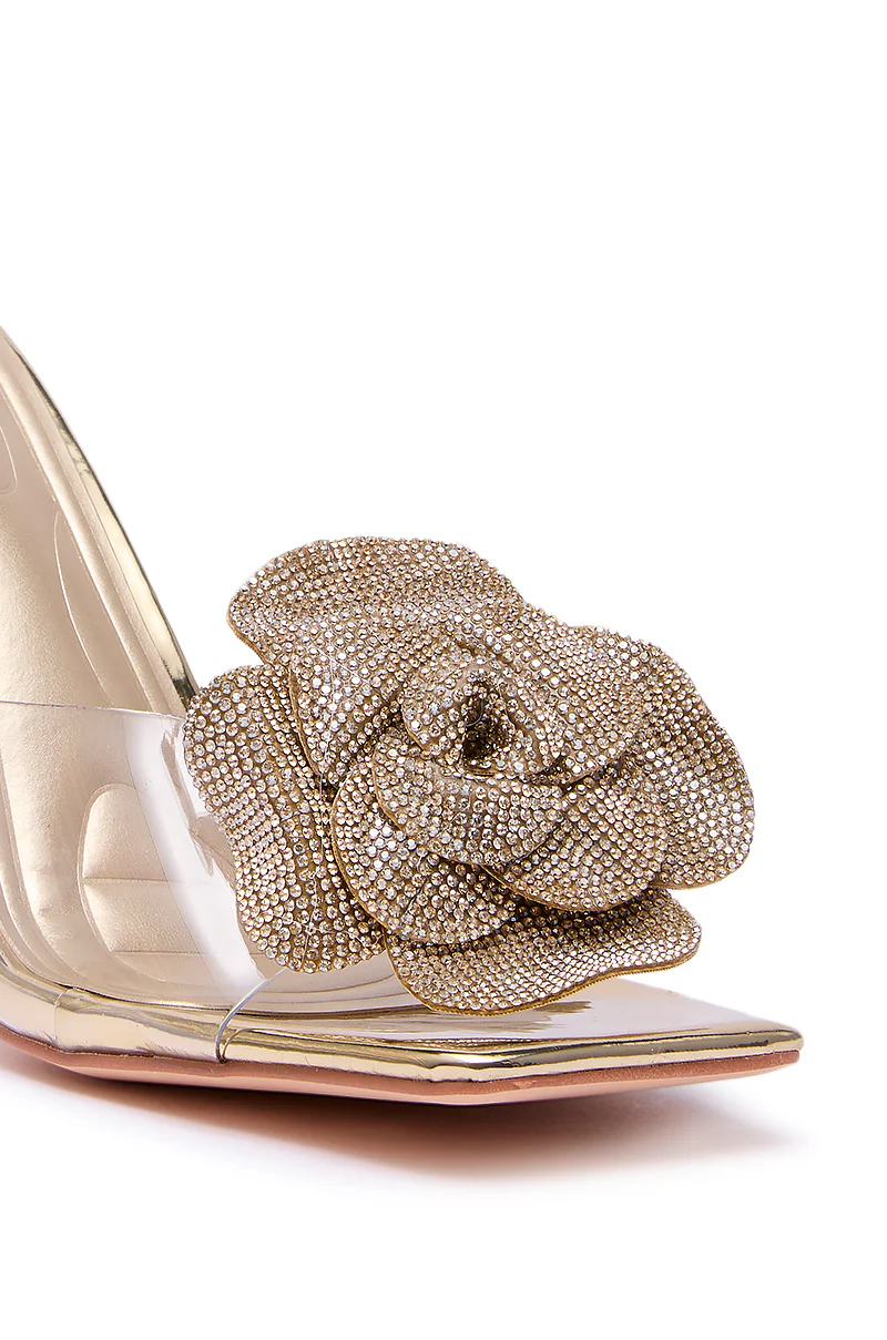 AZALEA WANG COSETTA GOLD PVC SLIP ON STILETTO WITH RHINESTONE APPLIQUE - Image 11