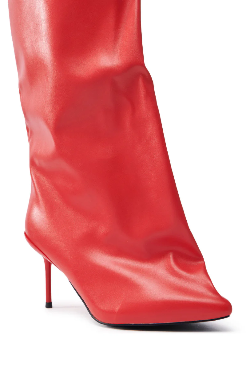 AZALEA WANG COUTURE CRAZY RED BOOT - Image 5