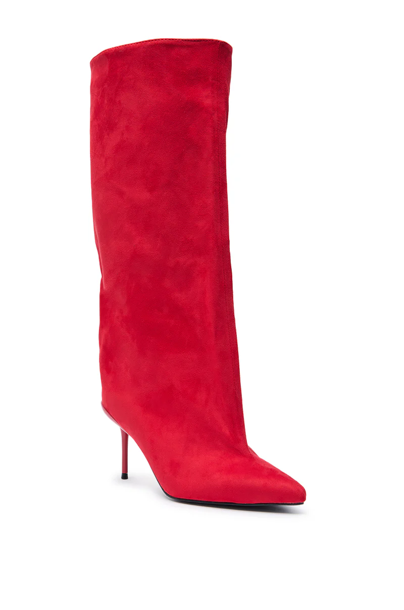 AZALEA WANG COUTURE LURE RED FAUX SUEDE BOOT - Image 3