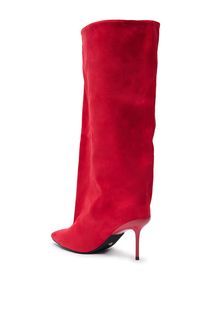 AZALEA WANG COUTURE LURE RED FAUX SUEDE BOOT - Image 4