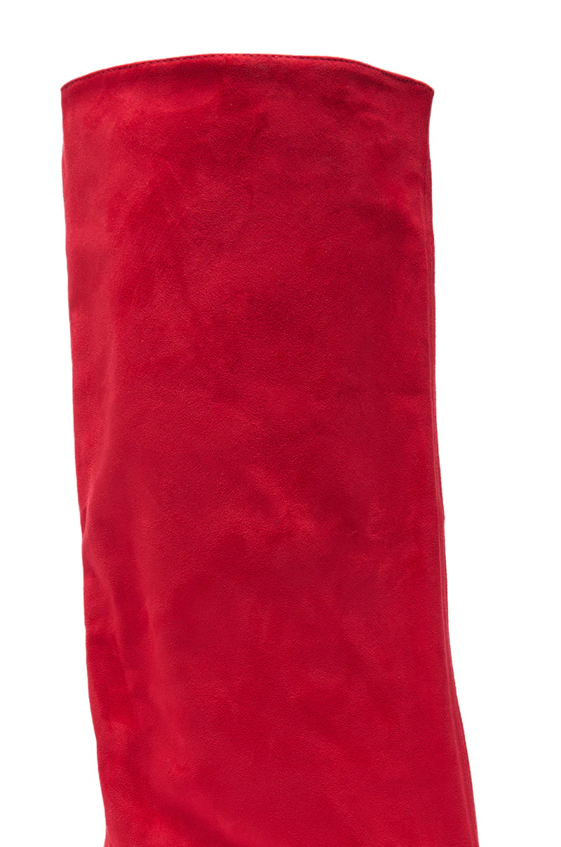 AZALEA WANG COUTURE LURE RED FAUX SUEDE BOOT - Image 5