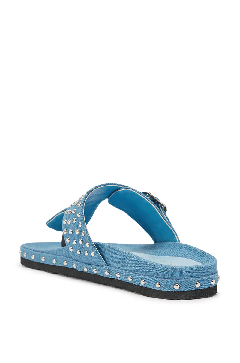 AZALEA WANG DAISY CHAIN DENIM STUDDED FLAT SANDAL - Image 7