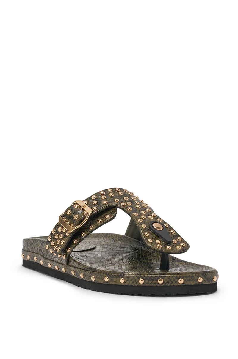 AZALEA WANG DAISY CHAIN GREEN SNAKE STUDDED FLAT SANDAL - Image 5