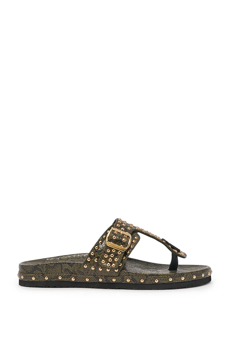 AZALEA WANG DAISY CHAIN GREEN SNAKE STUDDED FLAT SANDAL - Image 6
