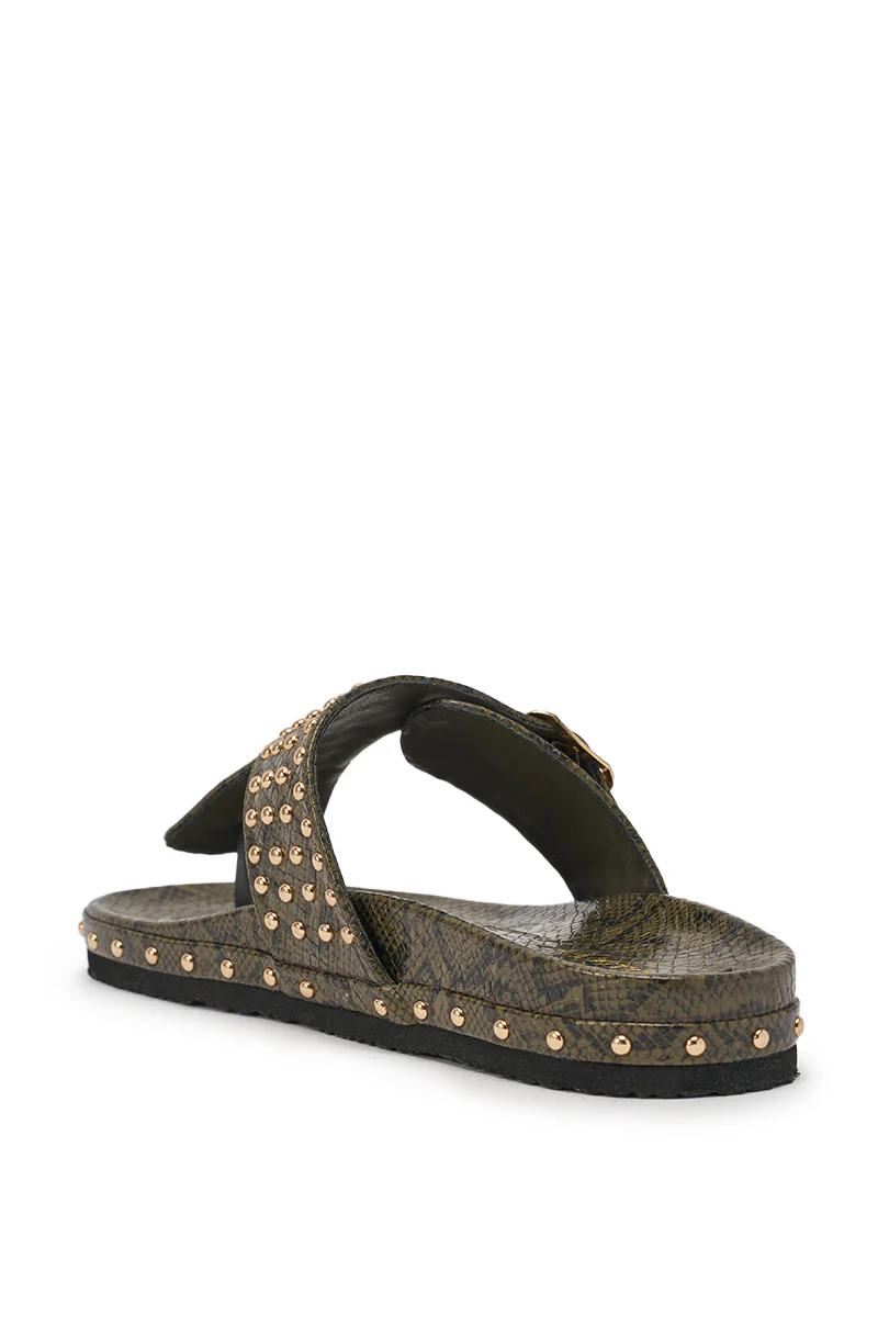 AZALEA WANG DAISY CHAIN GREEN SNAKE STUDDED FLAT SANDAL - Image 7