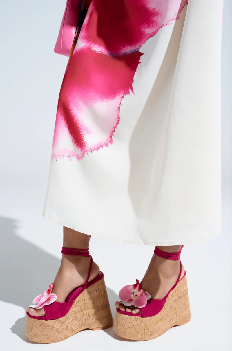 AZALEA WANG DALEYZA FUCHSIA FLORAL WEDGE SANDAL - Image 2