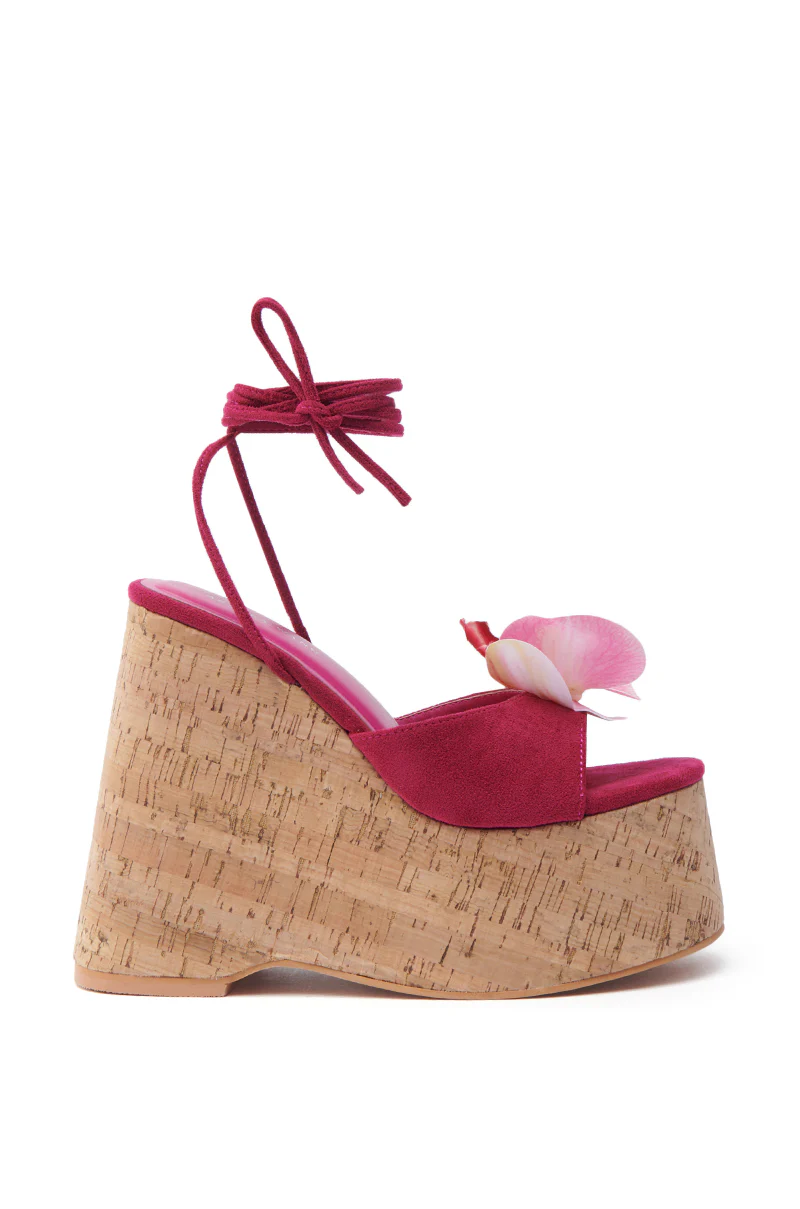 AZALEA WANG DALEYZA FUCHSIA FLORAL WEDGE SANDAL - Image 3