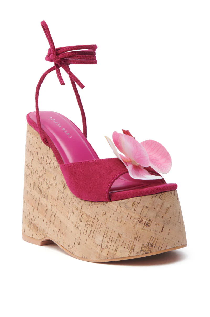 AZALEA WANG DALEYZA FUCHSIA FLORAL WEDGE SANDAL - Image 4