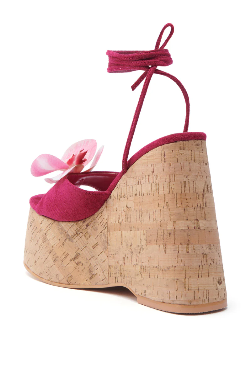 AZALEA WANG DALEYZA FUCHSIA FLORAL WEDGE SANDAL - Image 5