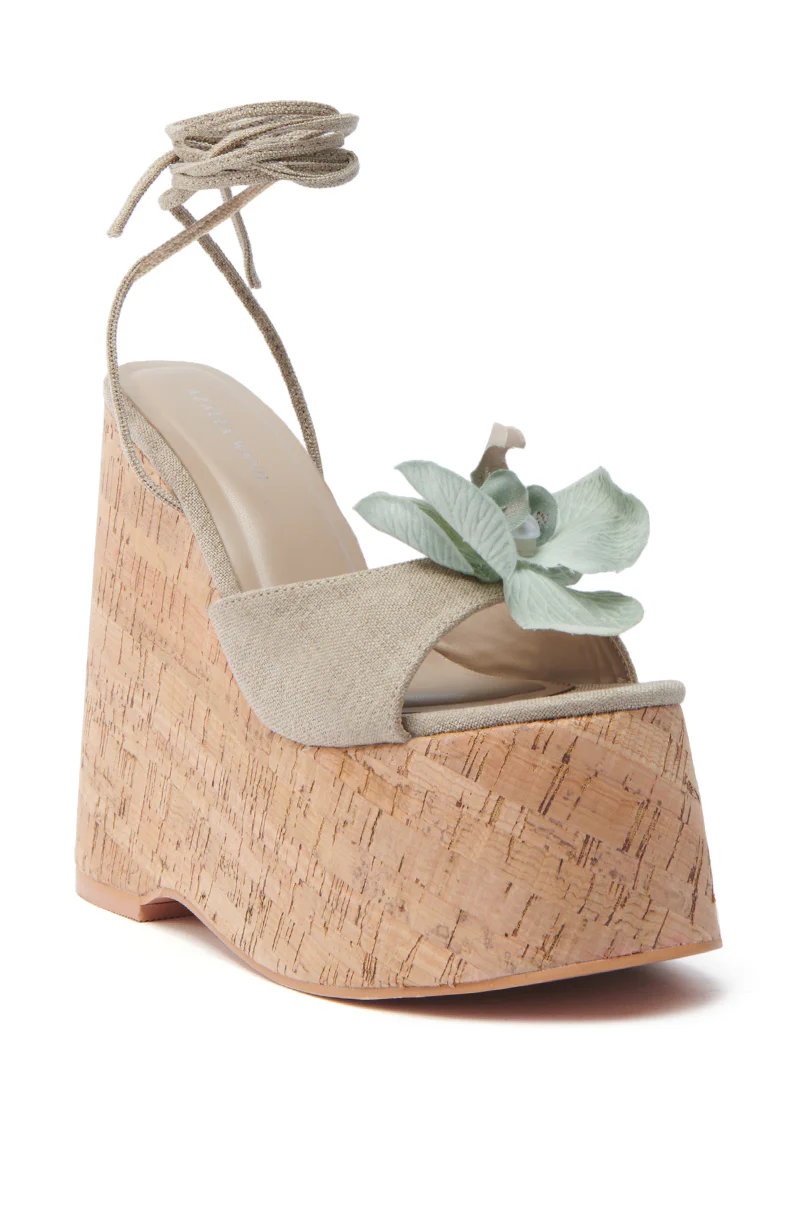 AZALEA WANG DALEYZA GREEN FLORAL WEDGE SANDAL - Image 5