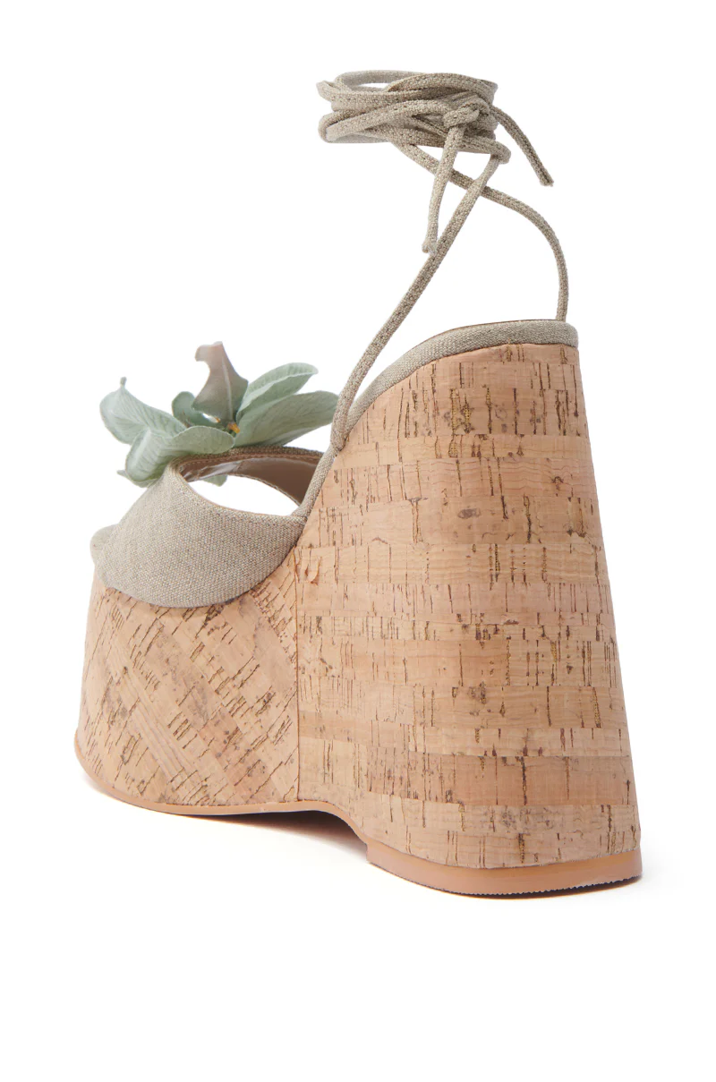 AZALEA WANG DALEYZA GREEN FLORAL WEDGE SANDAL - Image 6