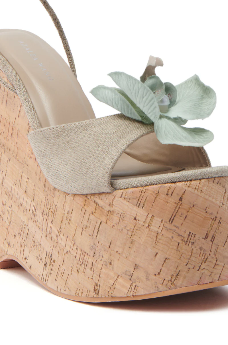 AZALEA WANG DALEYZA GREEN FLORAL WEDGE SANDAL - Image 7