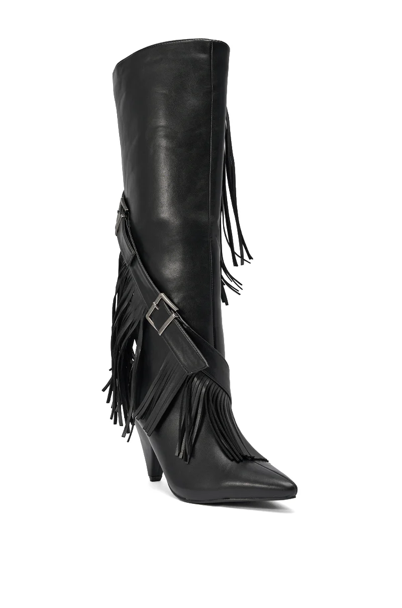 AZALEA WANG DARELLE BLACK FRINGE BOOT - Image 6