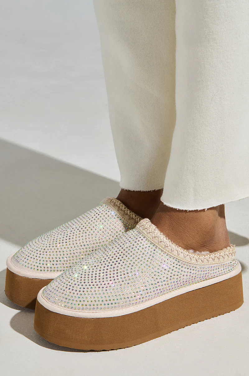 AZALEA WANG DAVIAT WHITE EMBELLISHED SLIPPER FLAT - Image 2