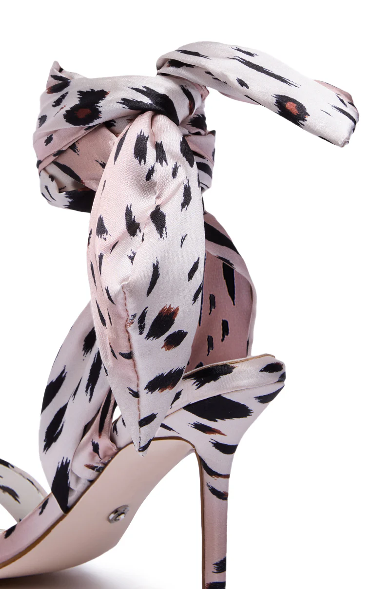AZALEA WANG DEEPA CHEETAH SATIN WRAP UP SANDAL - Image 7
