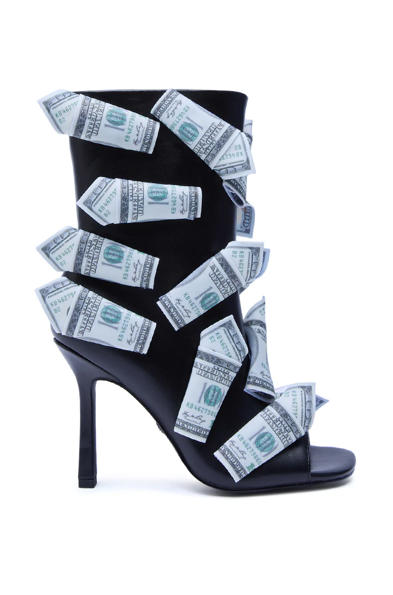 AZALEA WANG DINERO BLACK MONEY OPEN TOE BOOTIE - Image 4