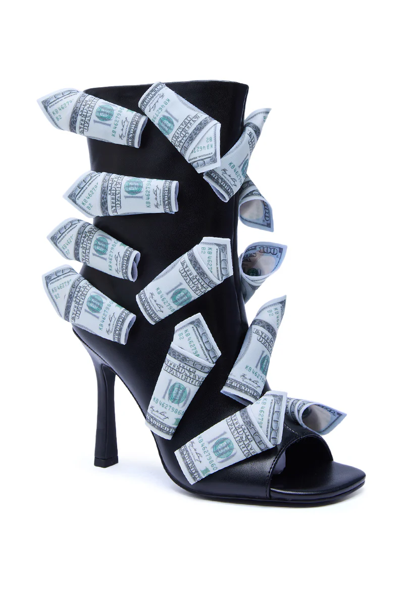 AZALEA WANG DINERO BLACK MONEY OPEN TOE BOOTIE - Image 5