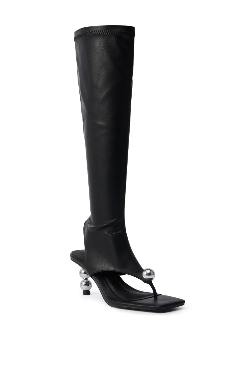AZALEA WANG DIPPIN DOT BLACK STRETCH SANDAL BOOT - Image 6