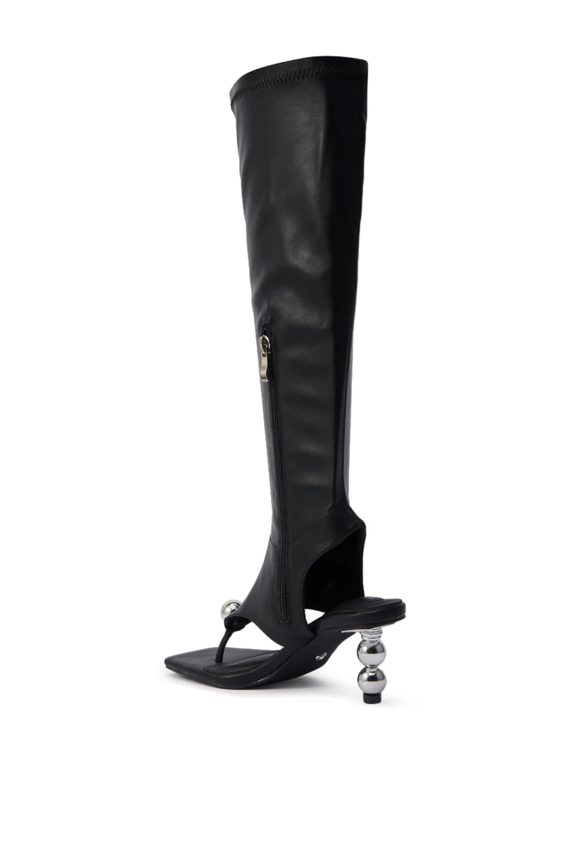 AZALEA WANG DIPPIN DOT BLACK STRETCH SANDAL BOOT - Image 7