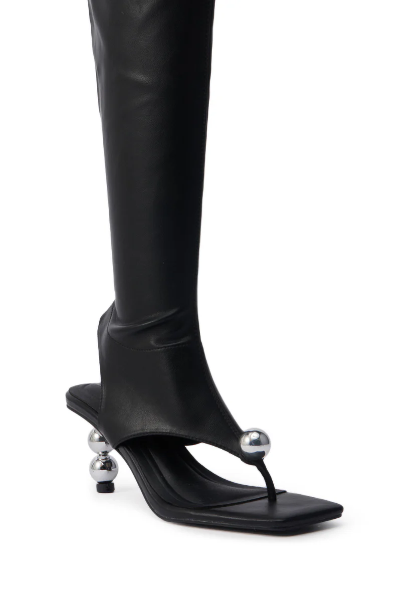 AZALEA WANG DIPPIN DOT BLACK STRETCH SANDAL BOOT - Image 8