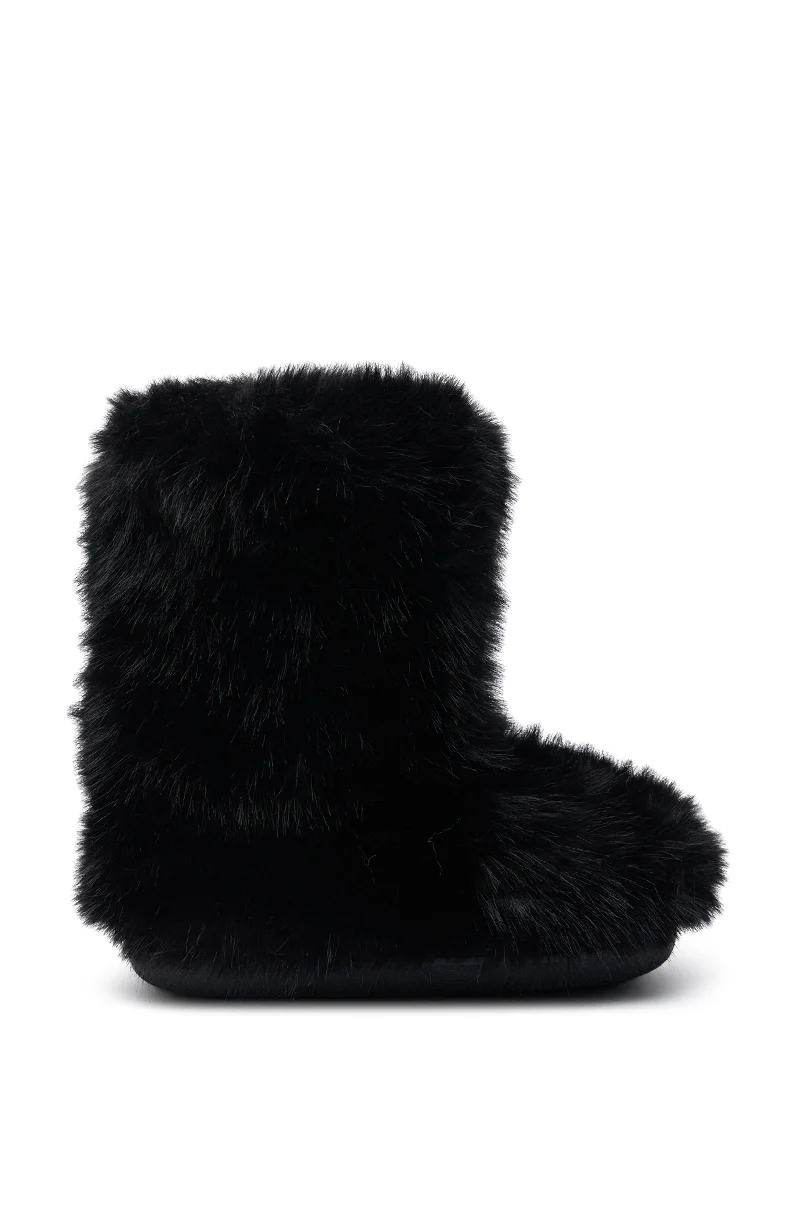 AZALEA WANG DIPA BLACK FUR FLAT BOOTIE - Image 2