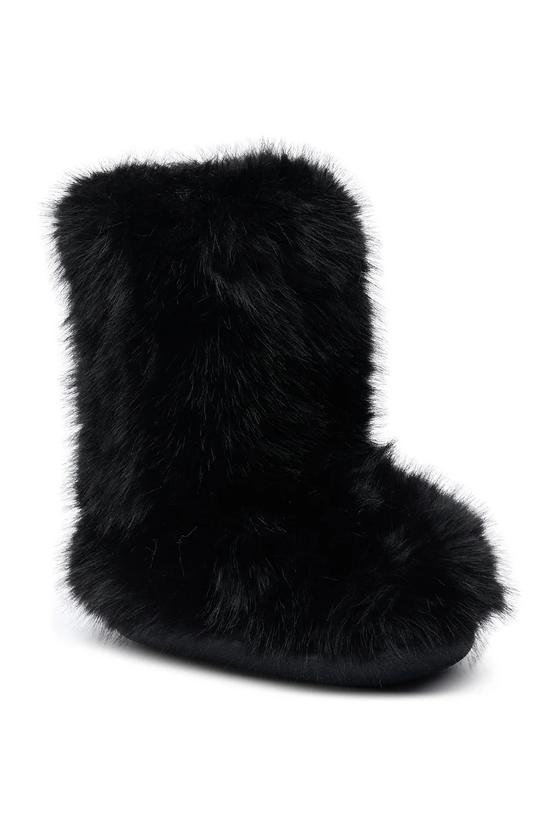 AZALEA WANG DIPA BLACK FUR FLAT BOOTIE - Image 3