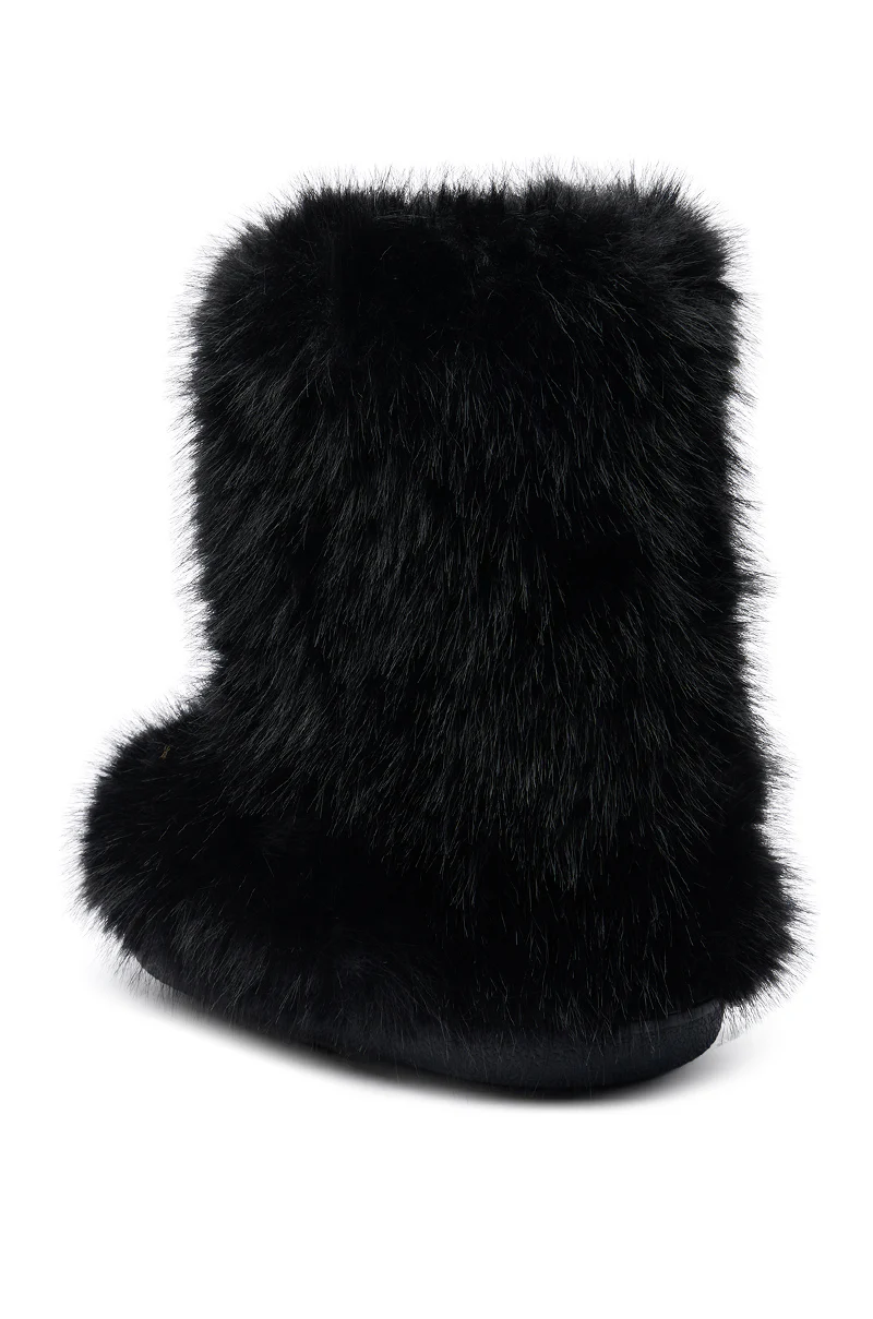 AZALEA WANG DIPA BLACK FUR FLAT BOOTIE - Image 4
