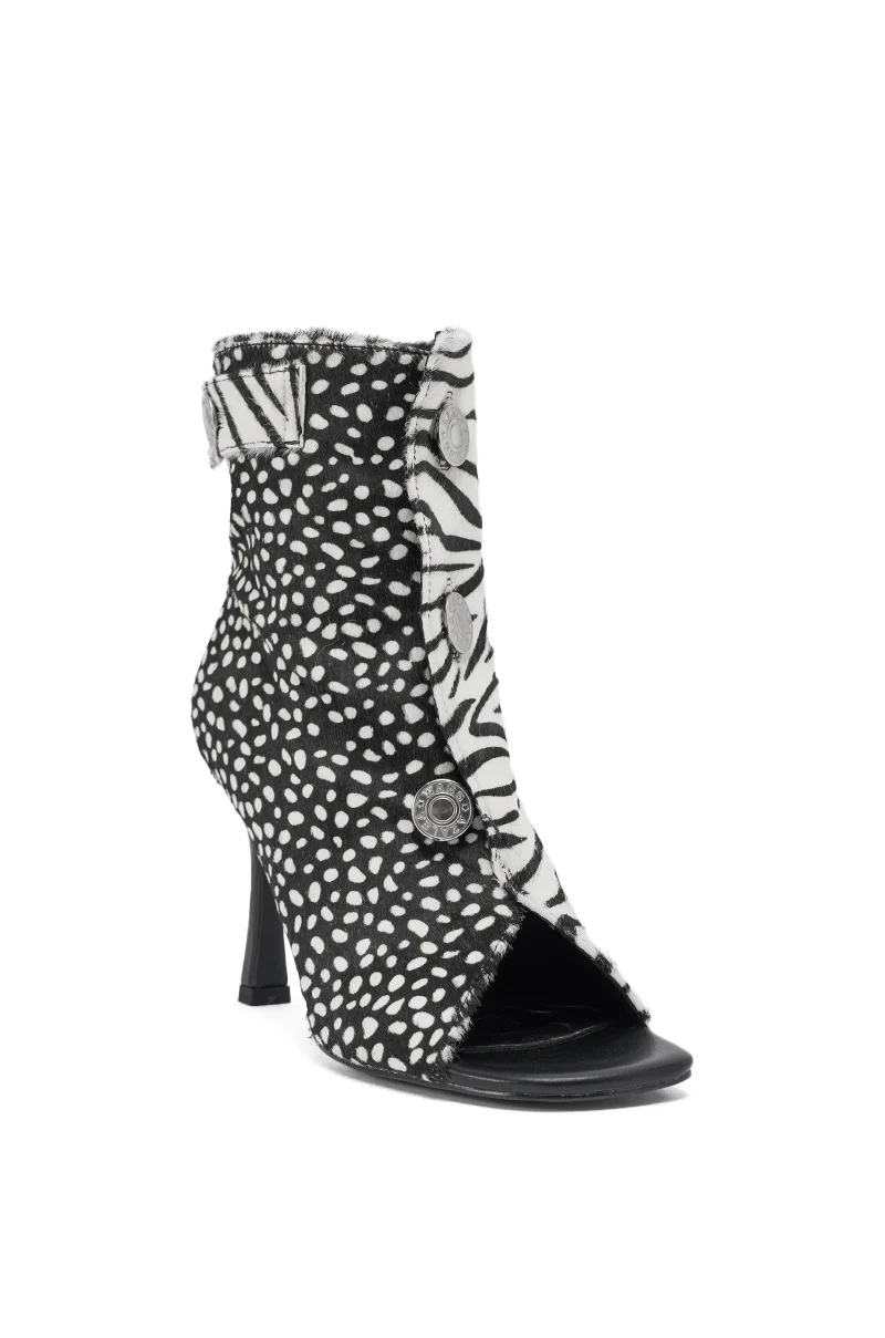 AZALEA WANG DOROTHY BLACK CHEETAH CALF HAIR PRINTED STILETTO BOOTIE - Image 5